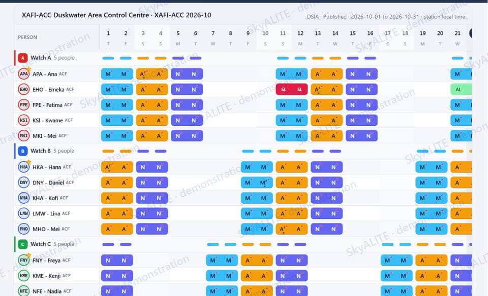 SkyALITE ATS & CNS Rostering